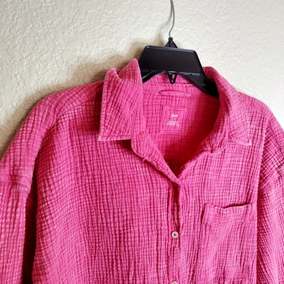Aerie Gauzy Coverup Button Down Shirt Sz S - Picture 3 of 9